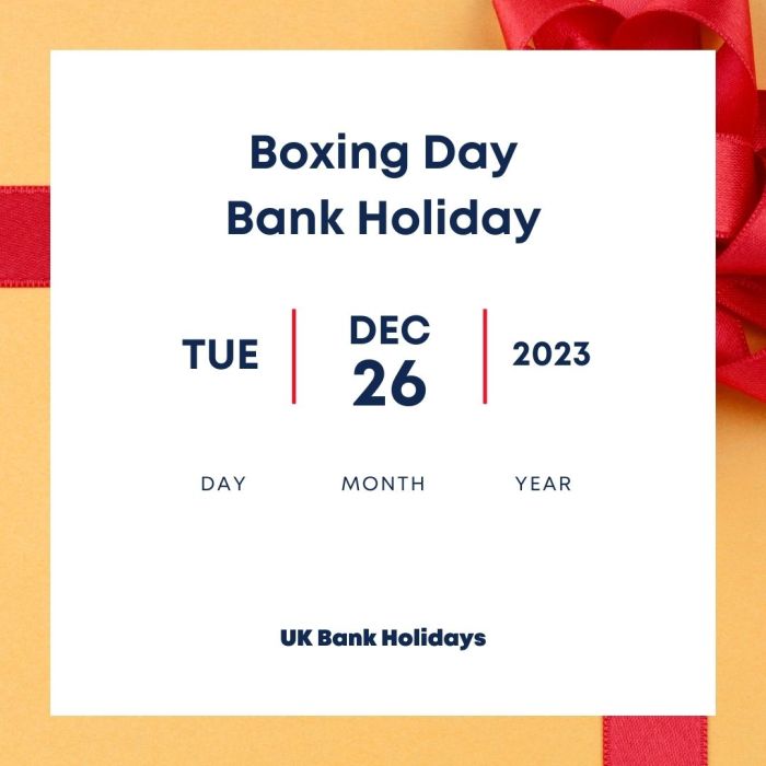 Boxing Day Bank Holiday 2023