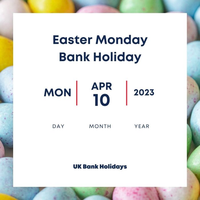 Easter Monday Bank Holiday Calendar