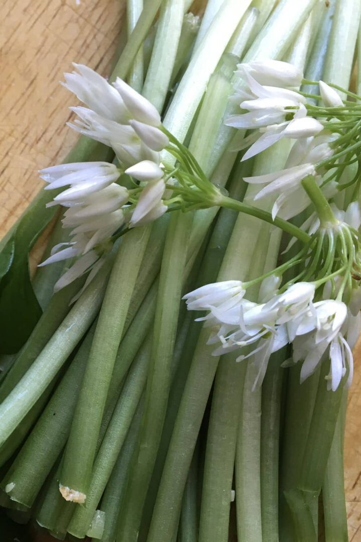 Wild Garlic on Chopping Board